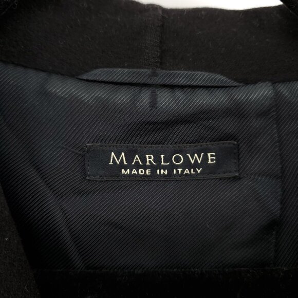 Marlowe 100% Cashmere Gathered Sleeve Minimal Peacoat 10 US/44 IT Black - Picture 3 of 15